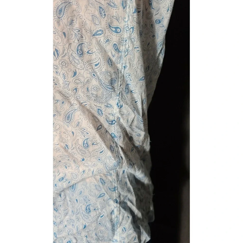 BESPOKE Mens Paisley Navy Blue Button Up Dress Shirt Size Medium @15 fitted - Picture 9 of 12